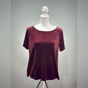 CLEARANCE! Burgundy Ann Taylor Velour S/S Top Size M